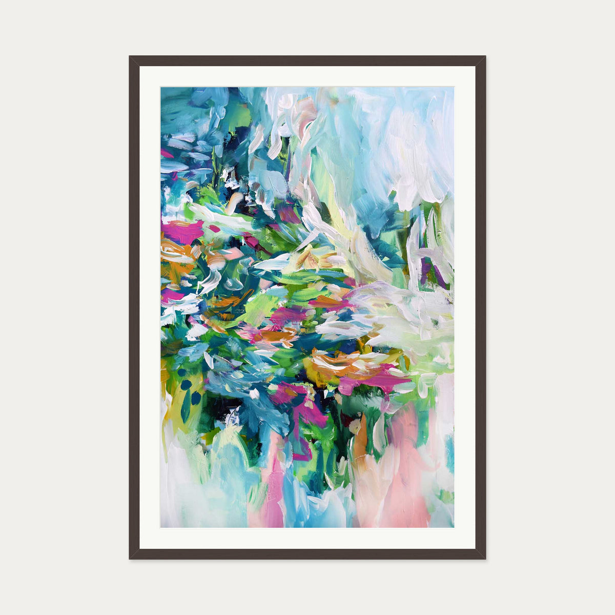 Abstract 150 Art Print — 70 x 100 cm — Brown Frame