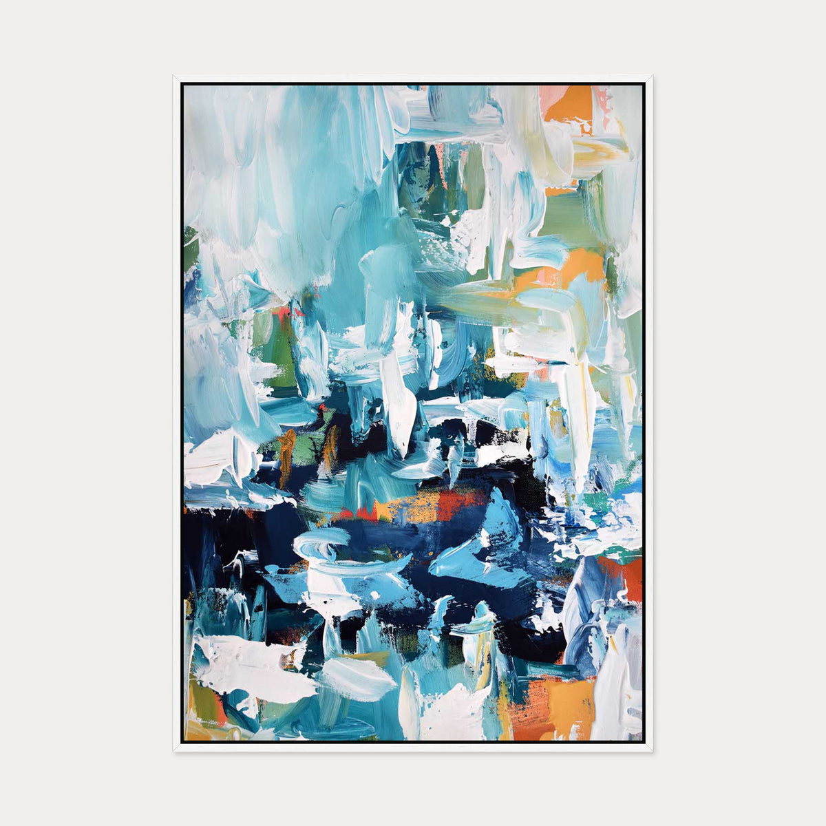 Abstract 152 Canvas Art — 70 x 100 cm — White Frame