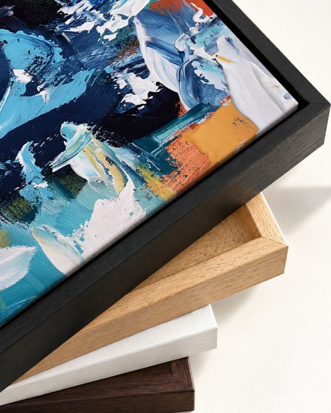 Abstract 152 Canvas Art — framed canvas corner and wrapped canvas detail