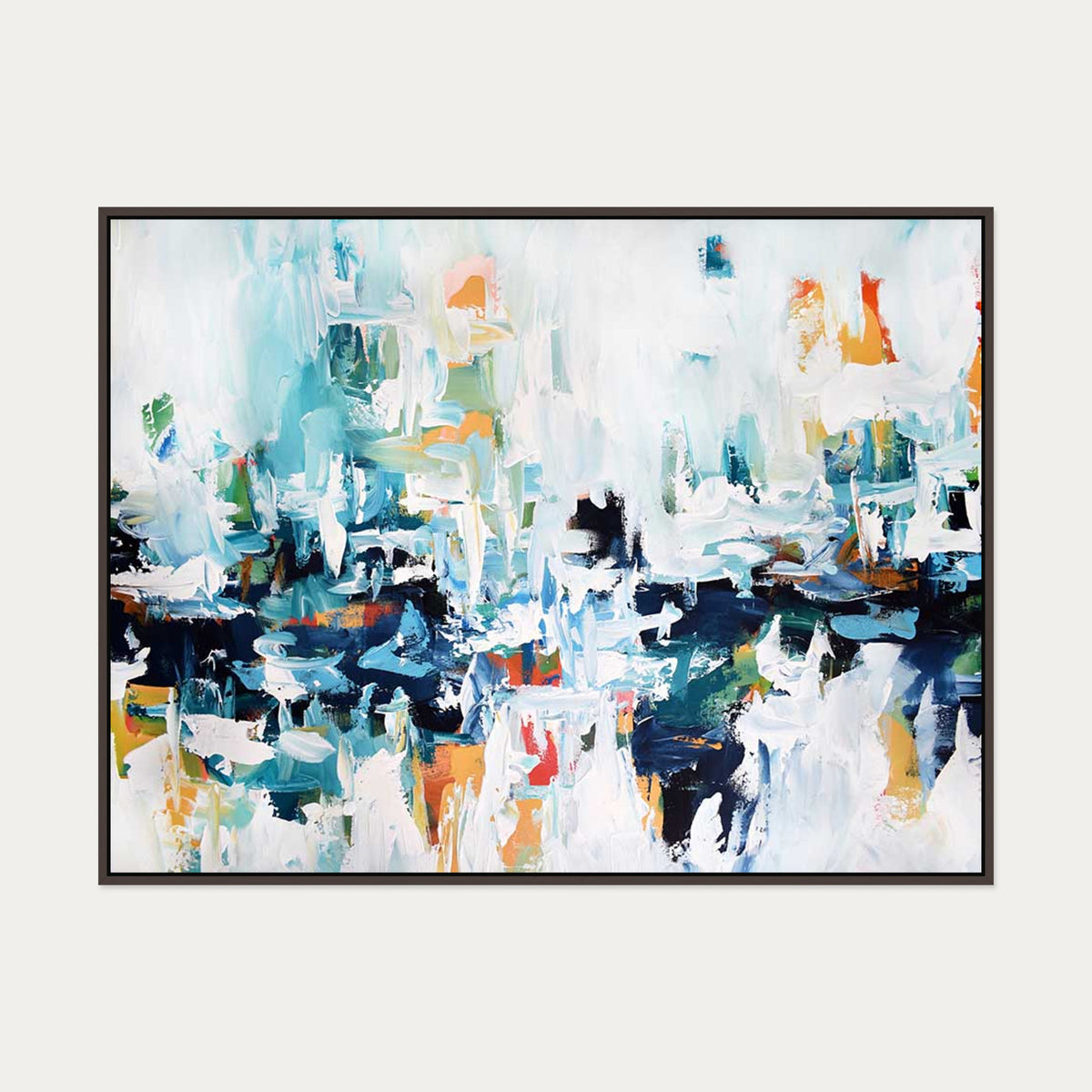 Abstract 153 Canvas Art — 90 x 120 cm — Brown Frame