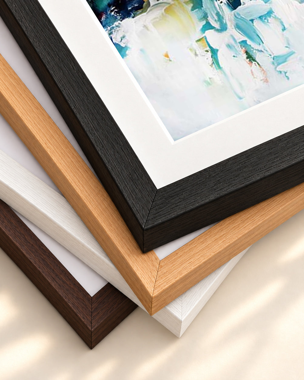 Abstract 154 Art Print — framed print corner with 5 cm mount and bevel