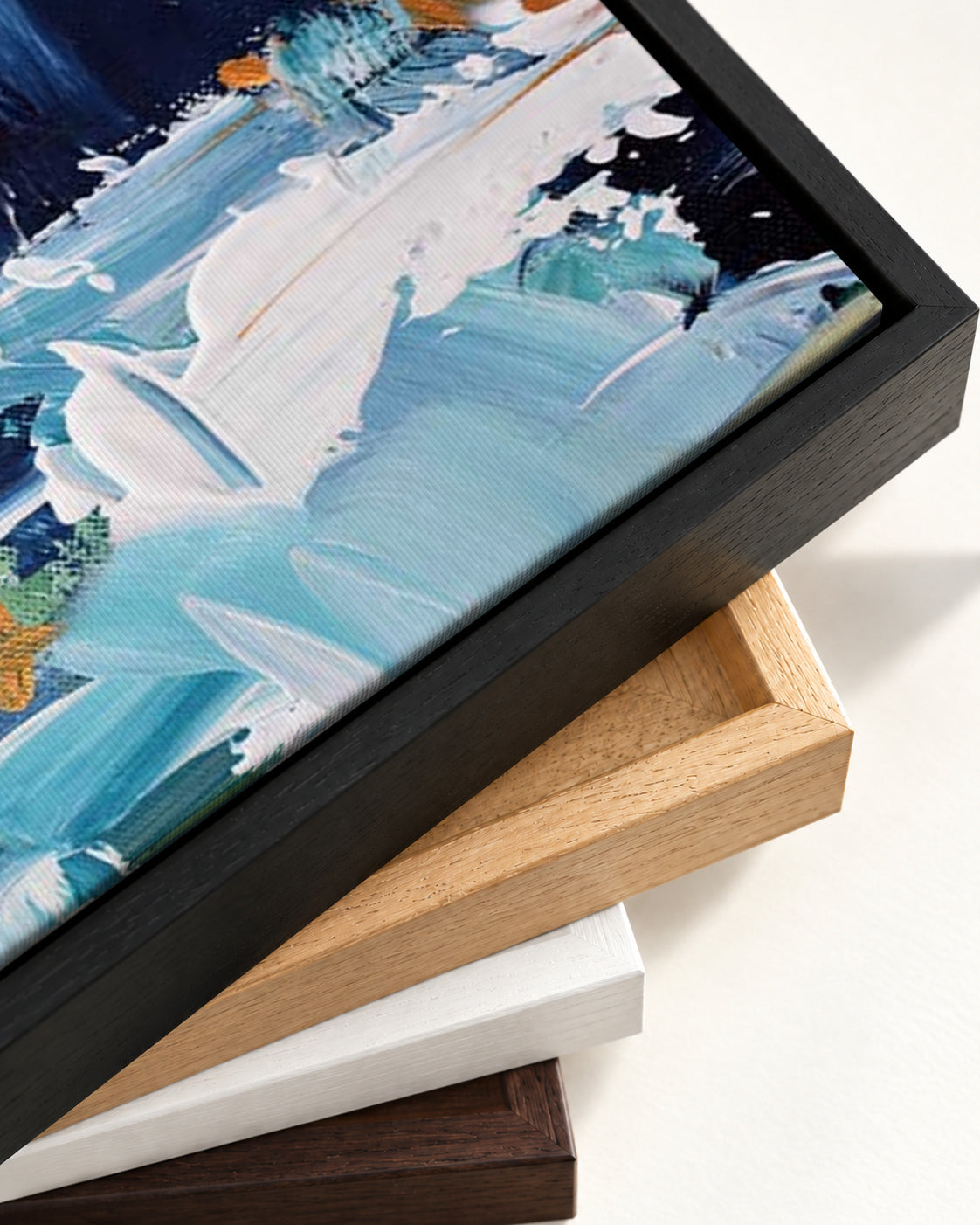 Abstract 157 Canvas Art — framed canvas corner and wrapped canvas detail