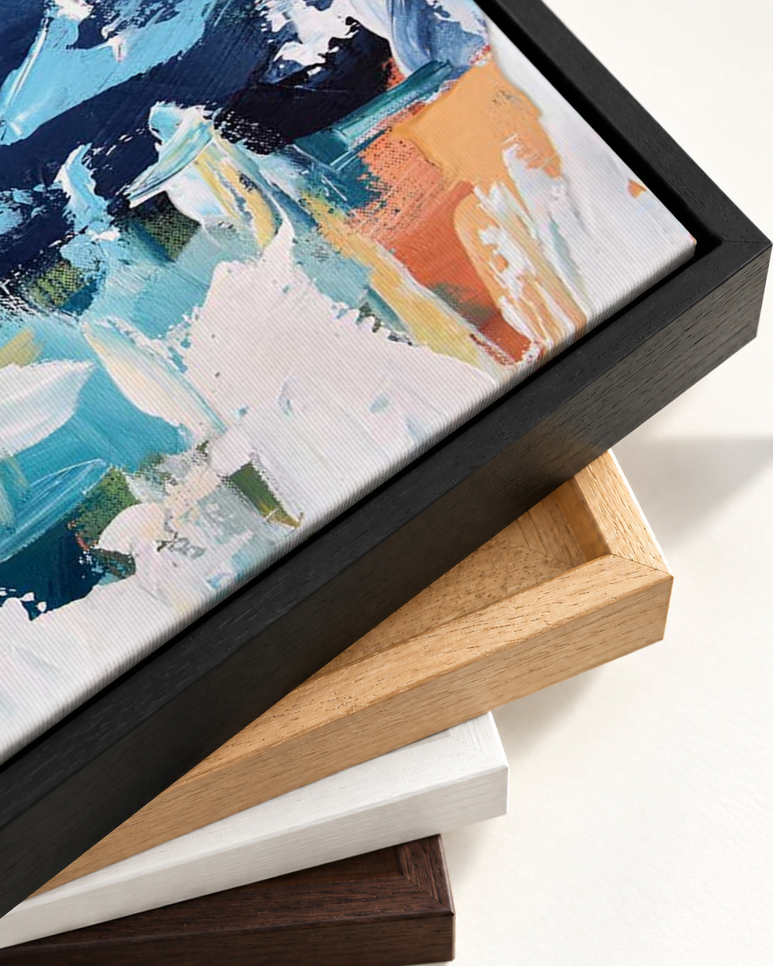 Abstract 161 Canvas Art — framed canvas corner and wrapped canvas detail