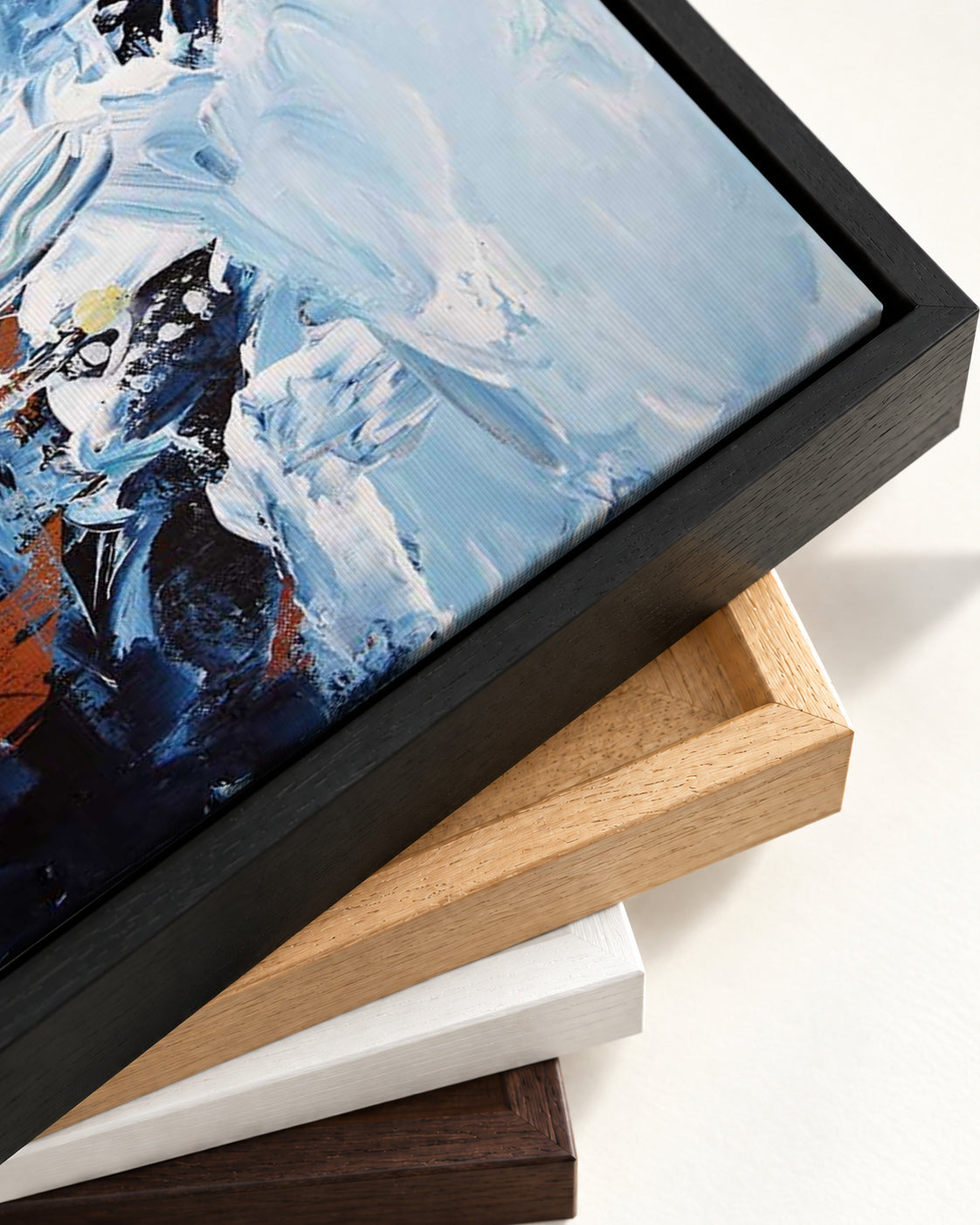Abstract 162 Canvas Art — framed canvas corner and wrapped canvas detail