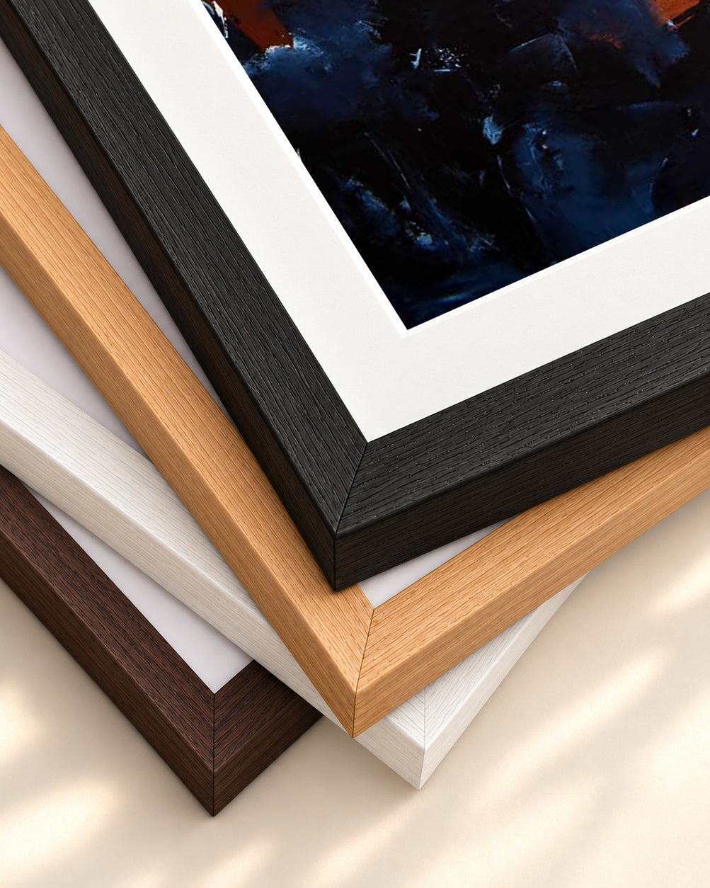 Abstract 162 Art Print — framed print corner with 5 cm mount and bevel