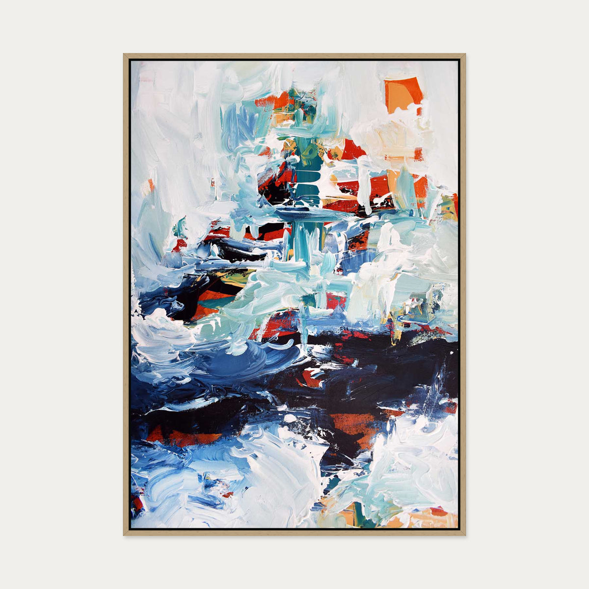 Abstract 163 Canvas Art — 70 x 100 cm — Oak Frame