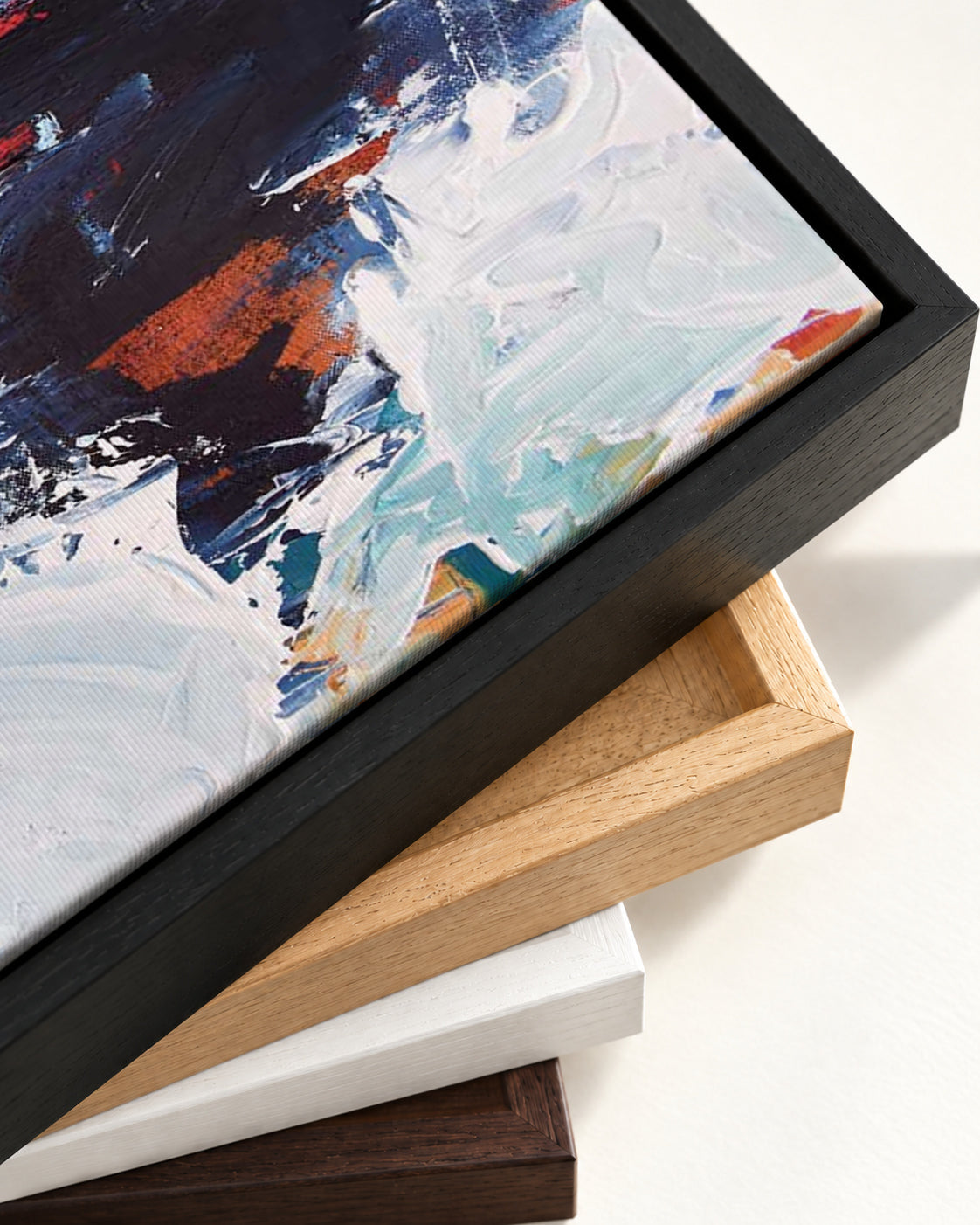Abstract 163 Canvas Art — framed canvas corner and wrapped canvas detail