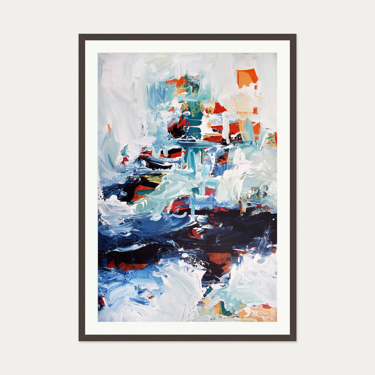 Abstract 163 Art Print — 70 x 100 cm — Brown Frame