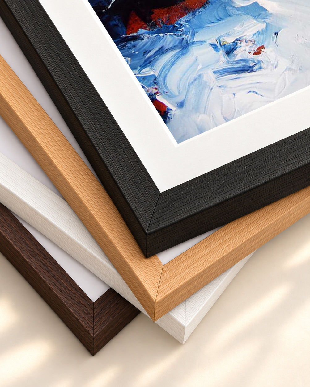Abstract 163 Art Print — framed print corner with 5 cm mount and bevel