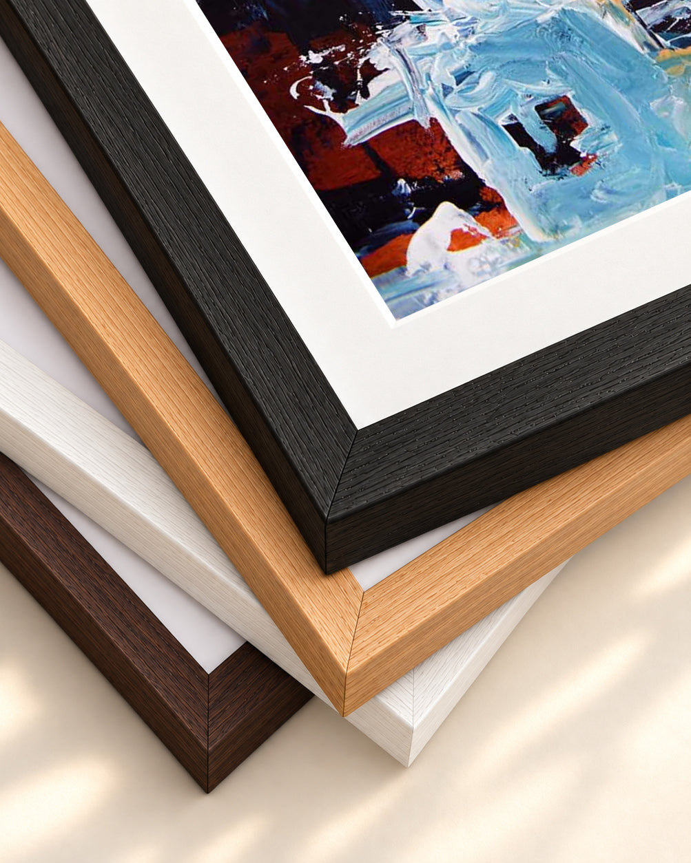 Abstract 165 Art Print — framed print corner with 5 cm mount and bevel