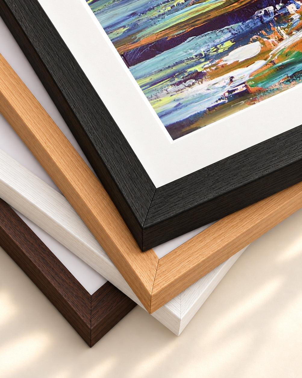 Abstract 166 Art Print — framed print corner with 5 cm mount and bevel