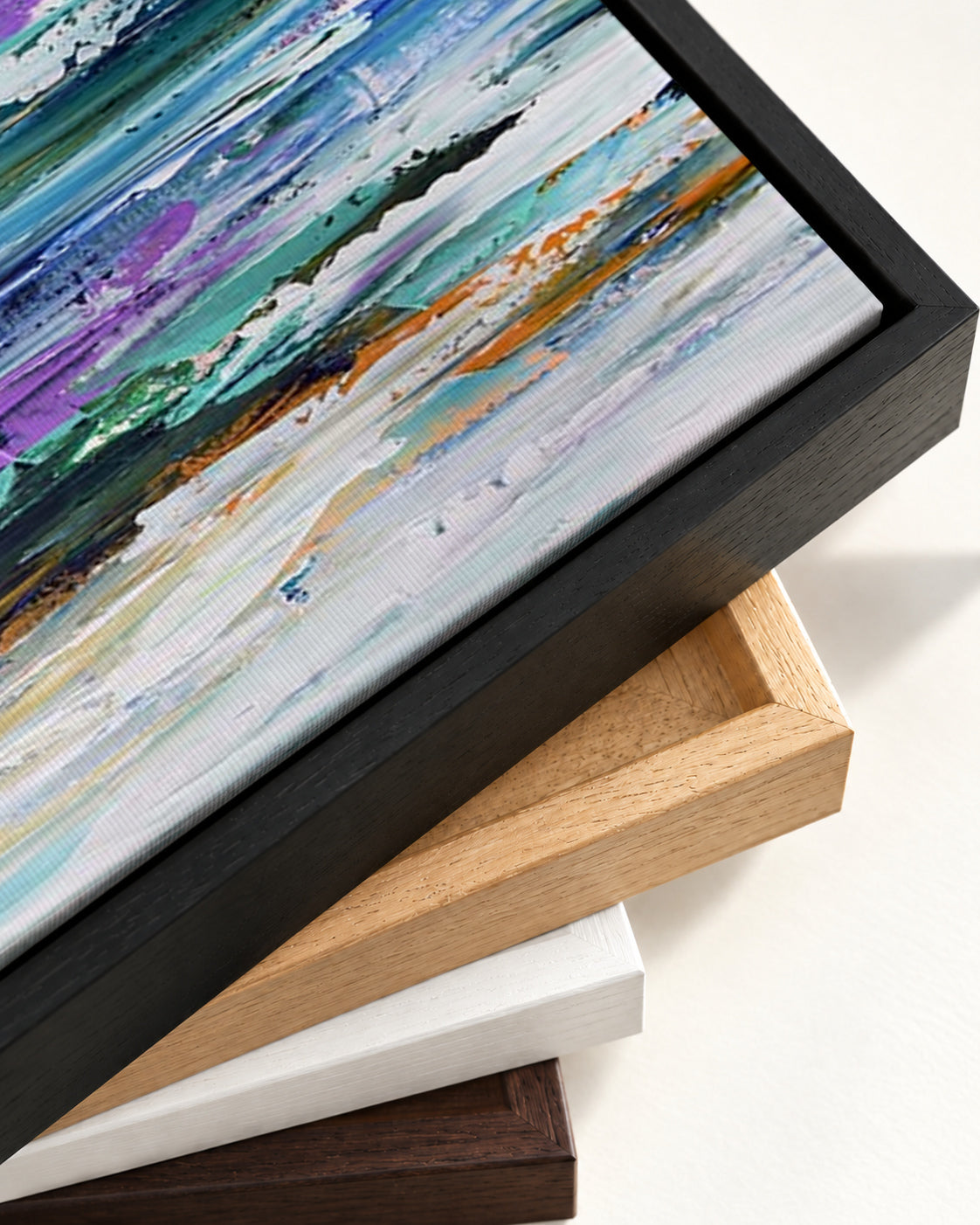 Abstract 167 Canvas Art — framed canvas corner and wrapped canvas detail