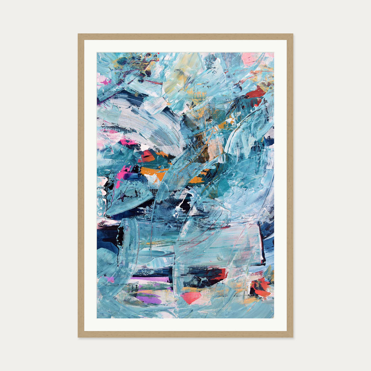 Abstract 172 Art Print — 70 x 100 cm — Oak Frame