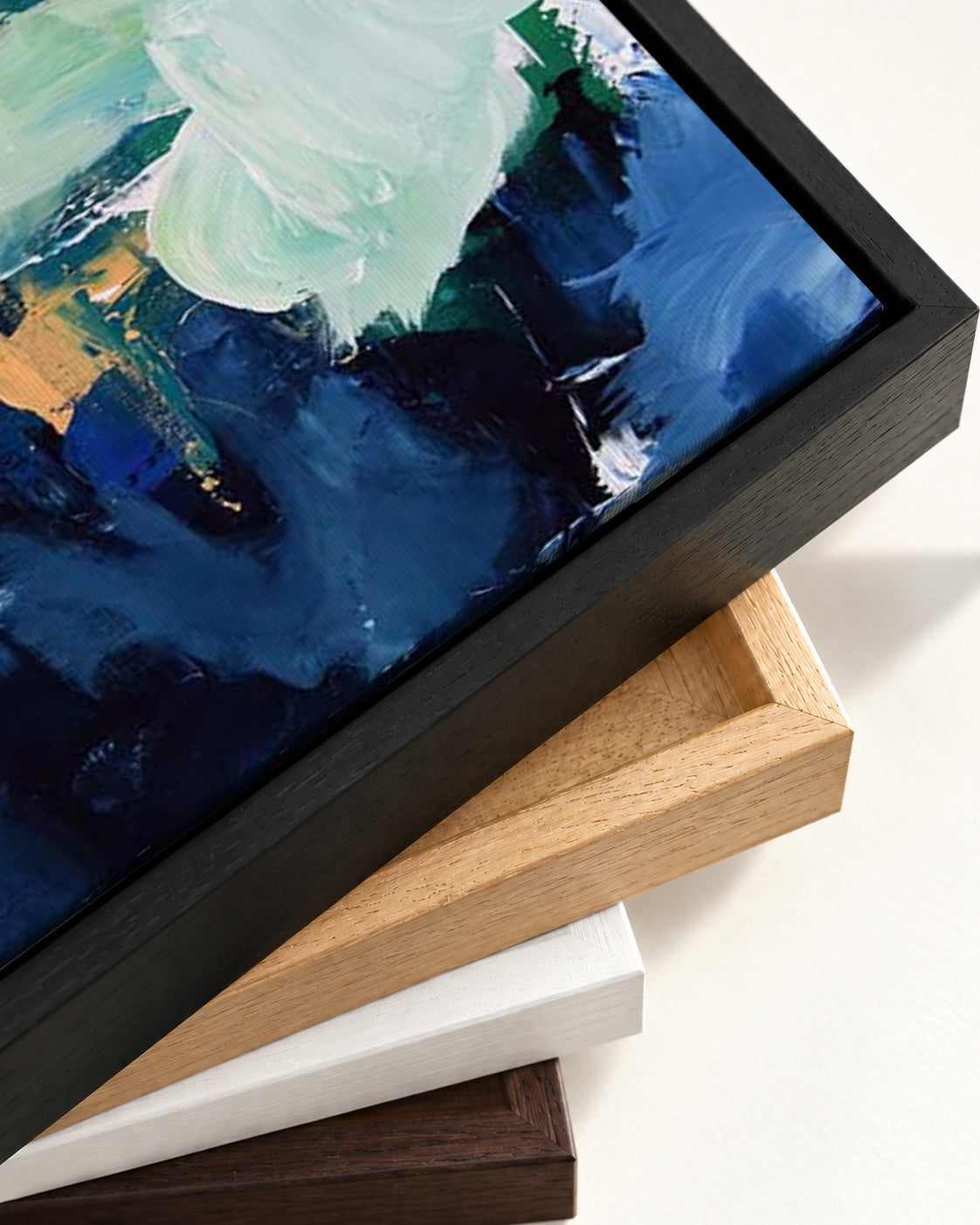 Abstract 176 Canvas Art — framed canvas corner and wrapped canvas detail