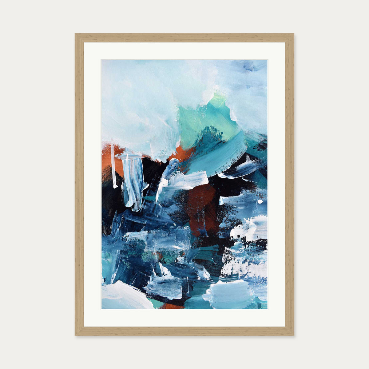 Abstract 186 Art Print — 50 x 70 cm — Oak Frame
