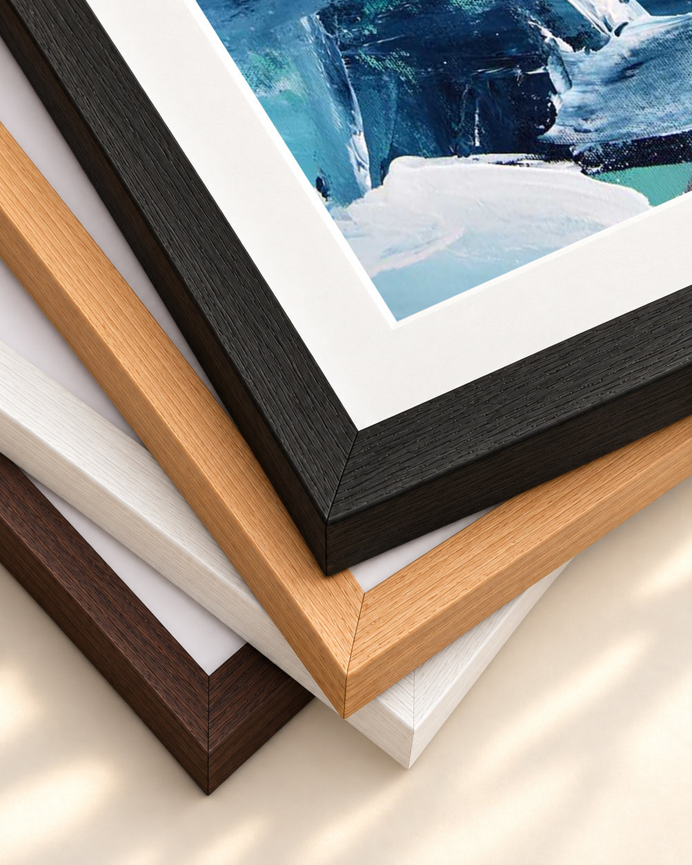Abstract 186 Art Print — framed print corner with 5 cm mount and bevel