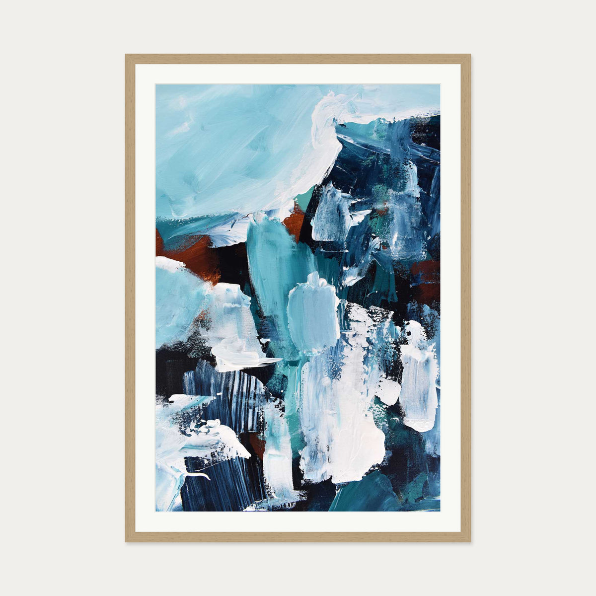 Abstract 187 Art Print — 70 x 100 cm — Oak Frame