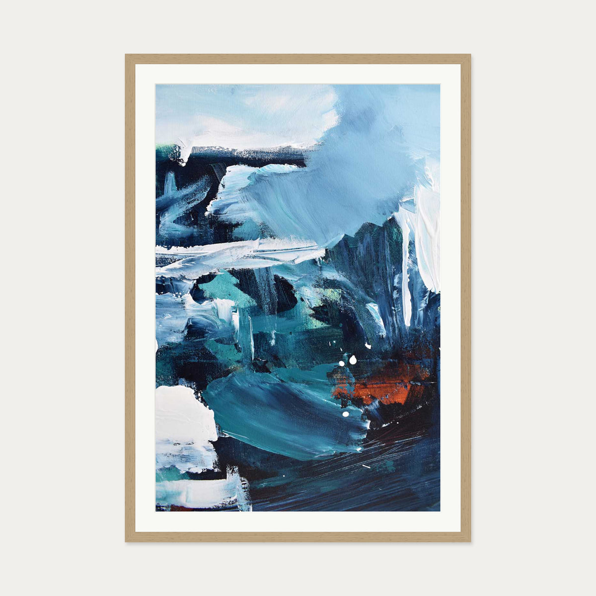 Abstract 188 Art Print — 70 x 100 cm — Oak Frame
