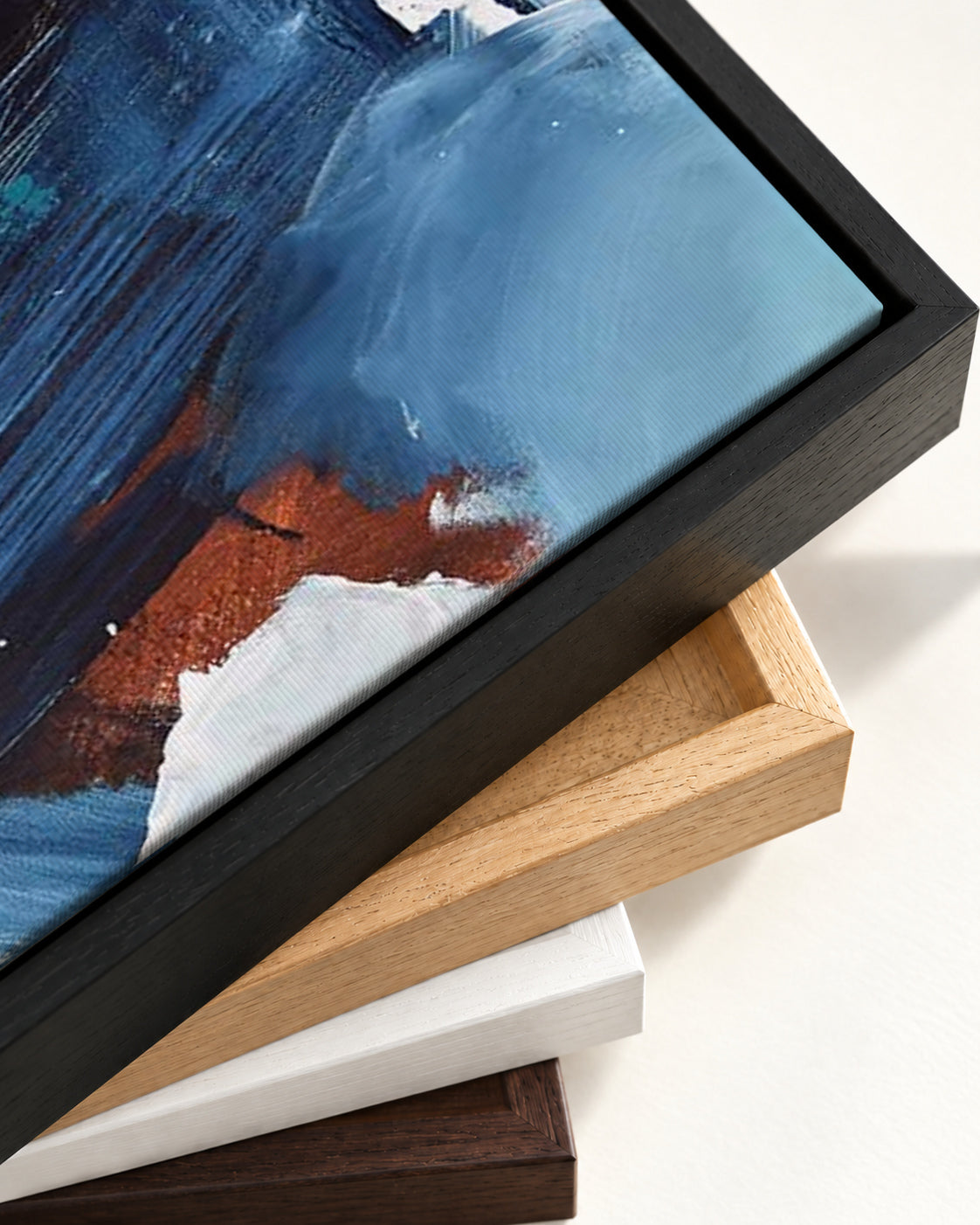 Abstract 189 Canvas Art — framed canvas corner and wrapped canvas detail