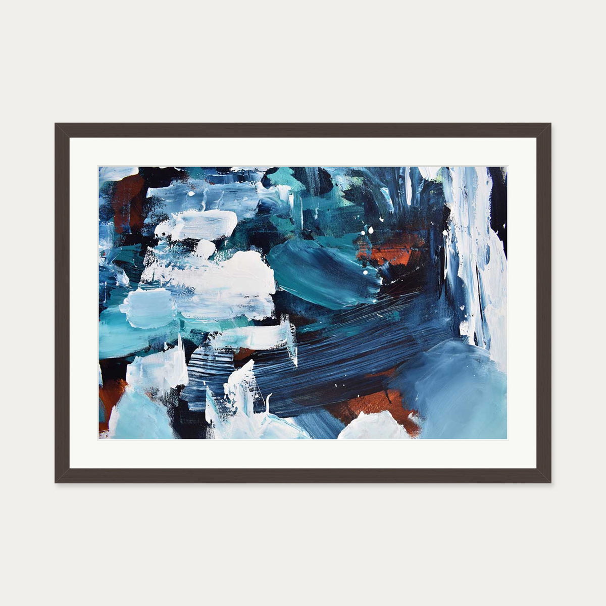 Abstract 189 Art Print — 50 x 70 cm — Brown Frame