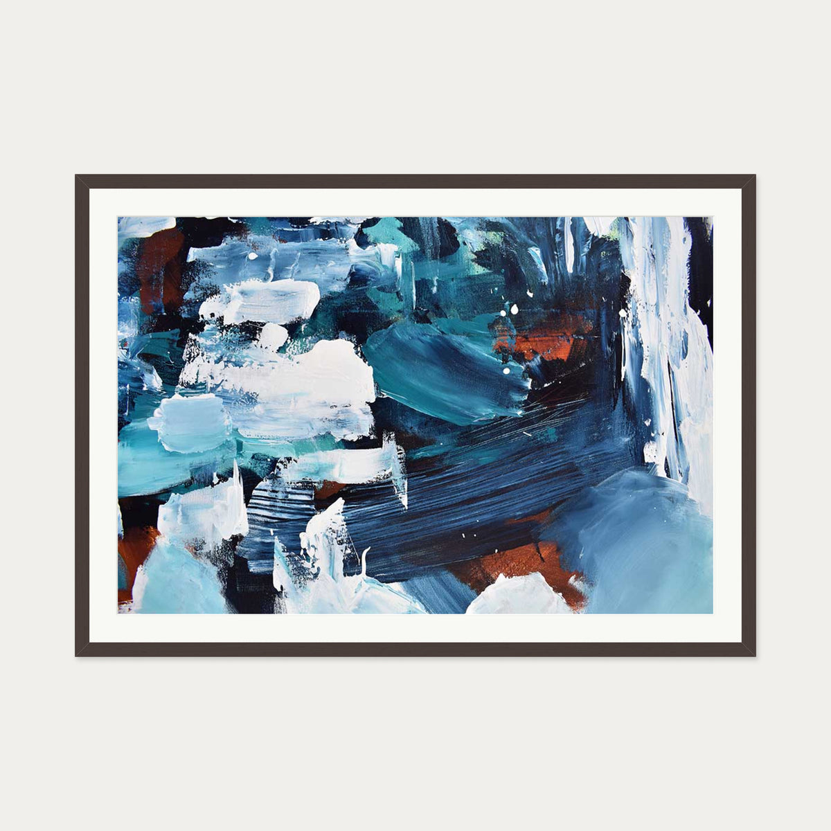 Abstract 189 Art Print — 70 x 100 cm — Brown Frame