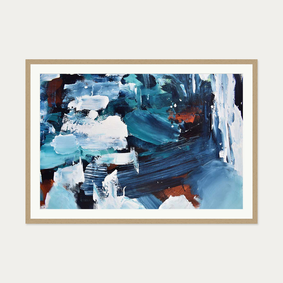 Abstract 189 Art Print — 70 x 100 cm — Oak Frame