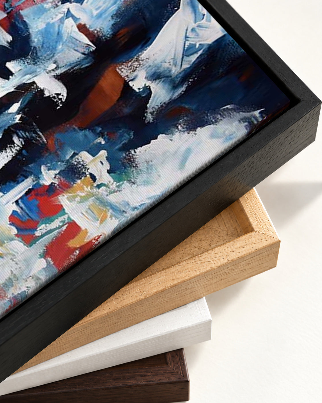 Abstract 194 Canvas Art — framed canvas corner and wrapped canvas detail