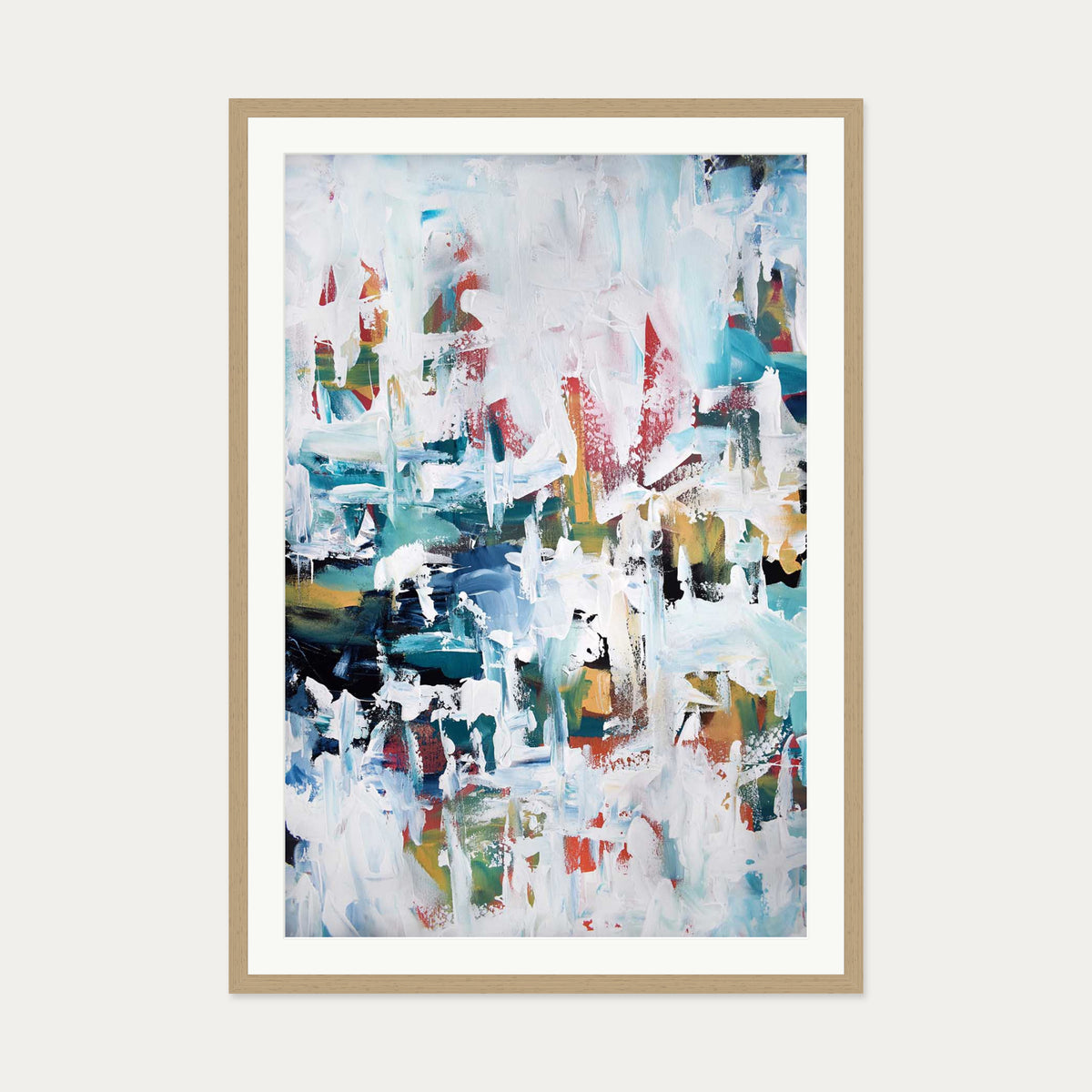 Abstract 195 Art Print — 70 x 100 cm — Oak Frame