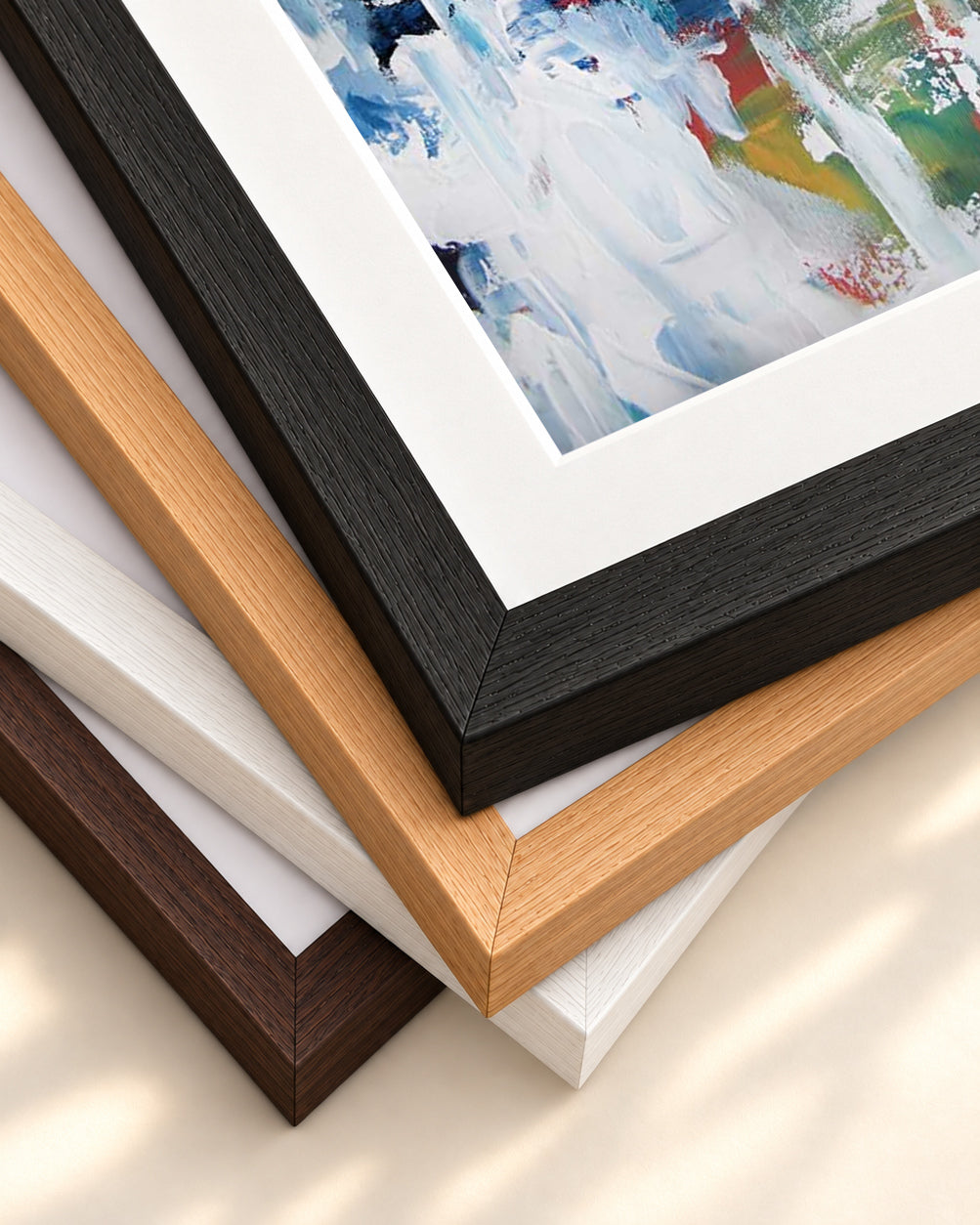 Abstract 195 Art Print — framed print corner with 5 cm mount and bevel