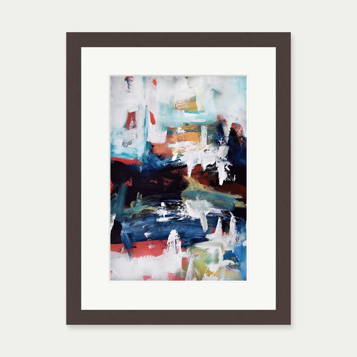 Abstract 197 Art Print — 30 x 40 cm — Brown Frame