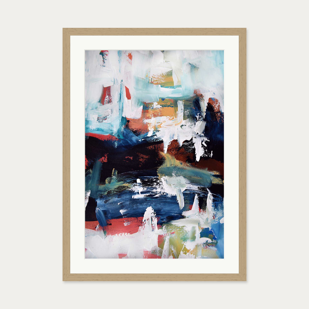 Abstract 197 Art Print — 50 x 70 cm — Oak Frame