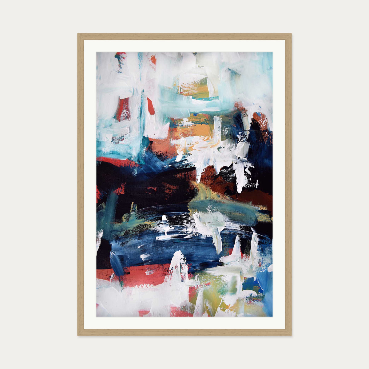Abstract 197 Art Print — 70 x 100 cm — Oak Frame