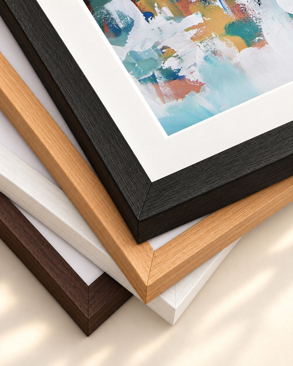 Abstract 198 Art Print — framed print corner with 5 cm mount and bevel