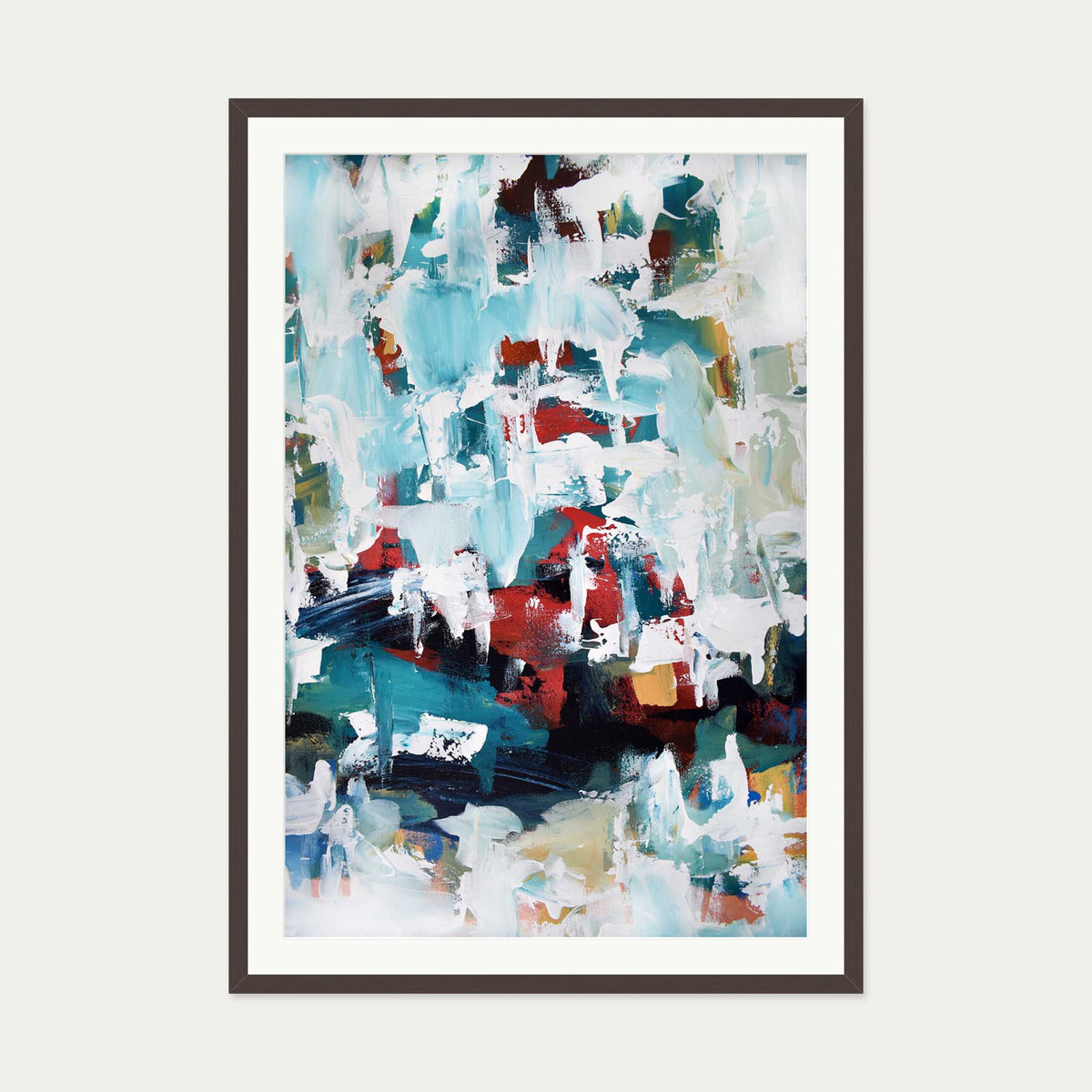 Abstract 200 Art Print — 70 x 100 cm — Brown Frame