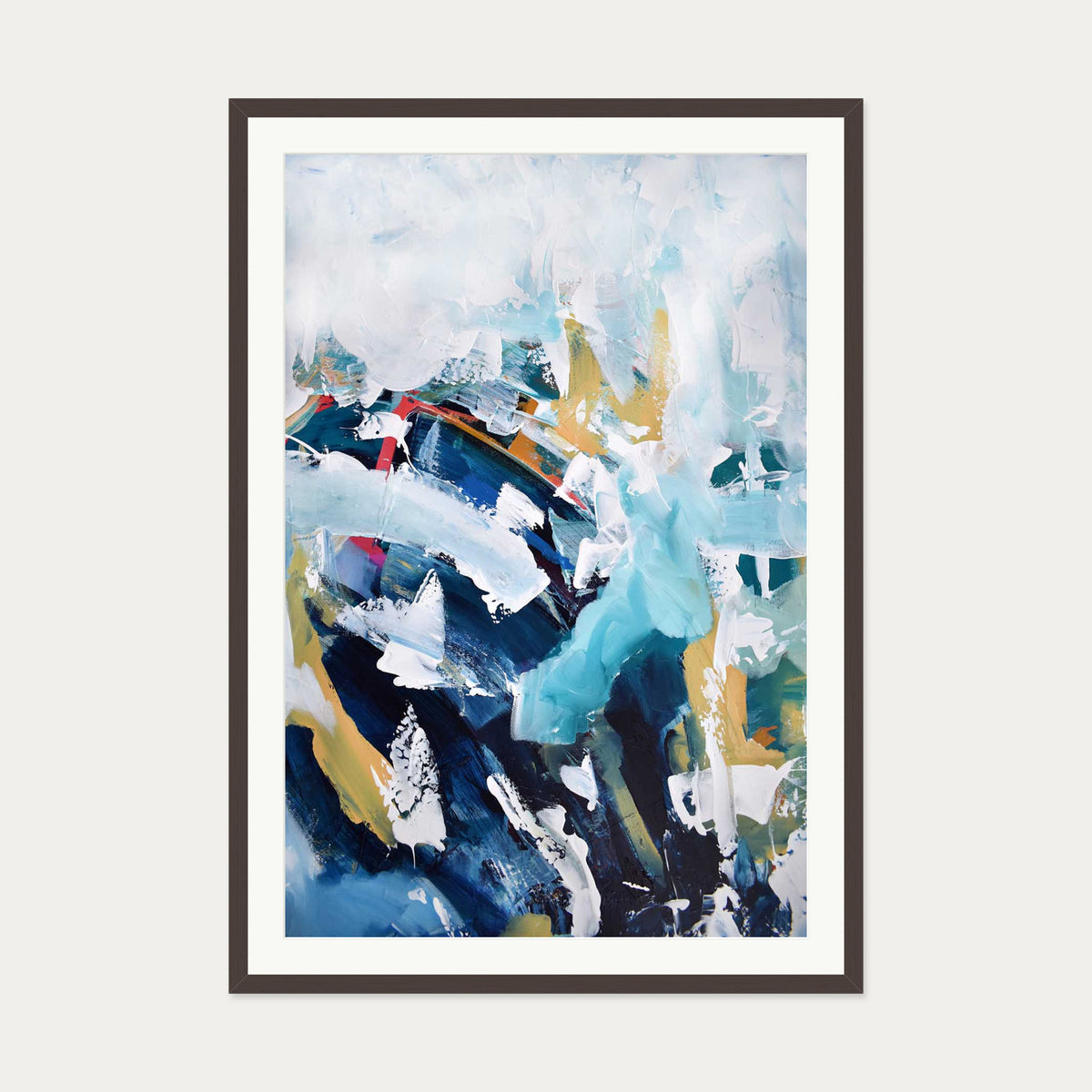 Abstract 201 Art Print — 70 x 100 cm — Brown Frame