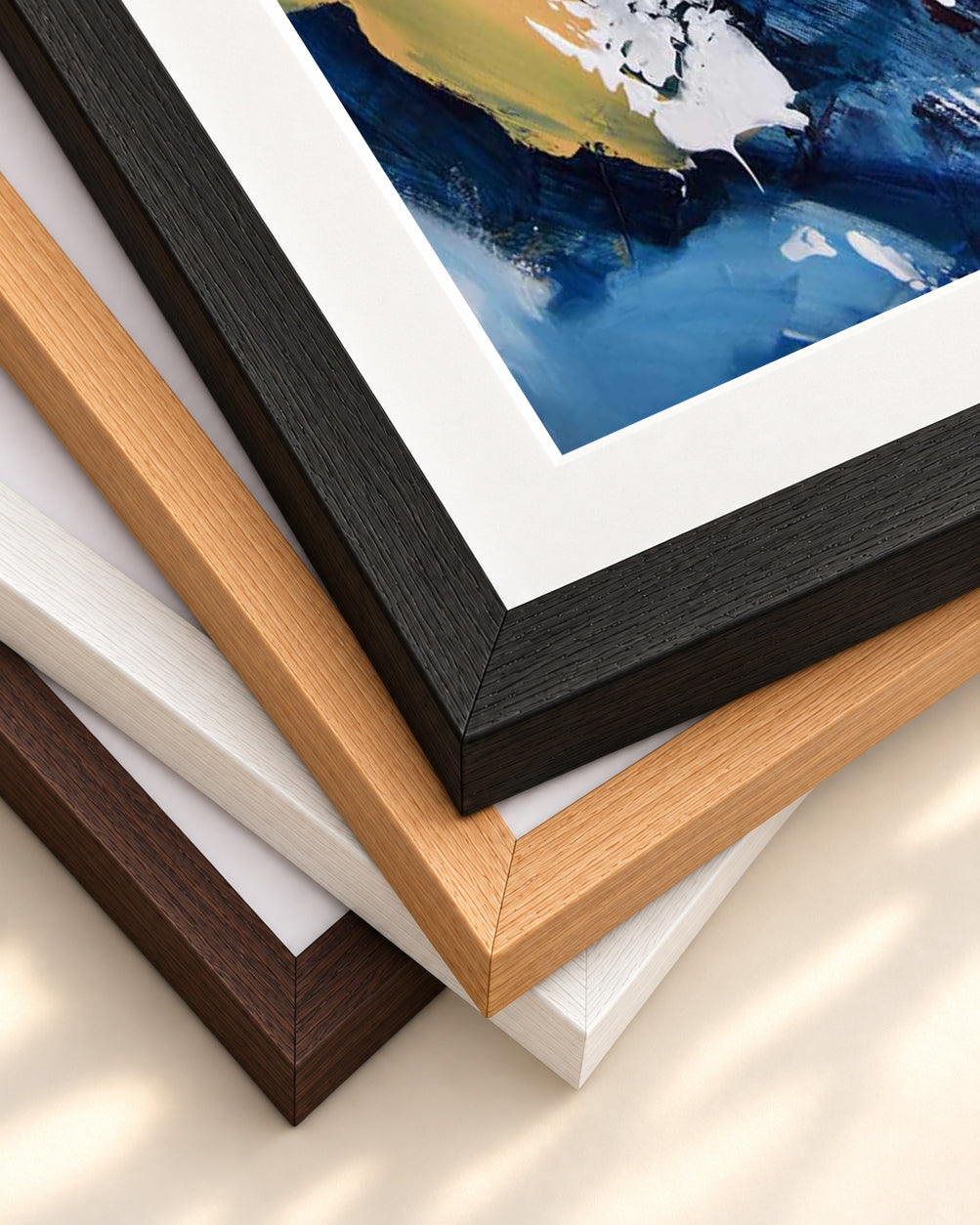 Abstract 201 Art Print — framed print corner with 5 cm mount and bevel