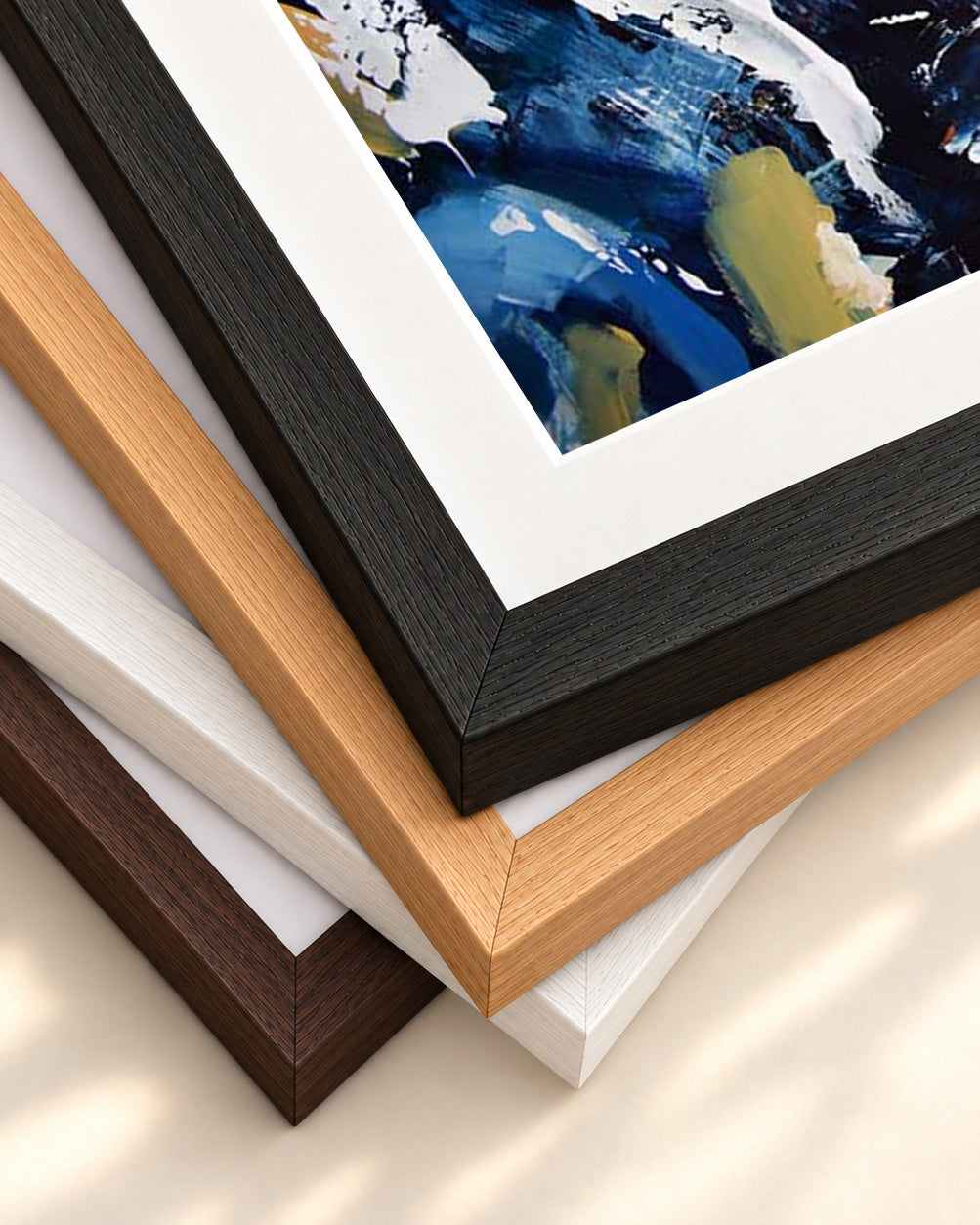 Abstract 202 Art Print — framed print corner with 5 cm mount and bevel