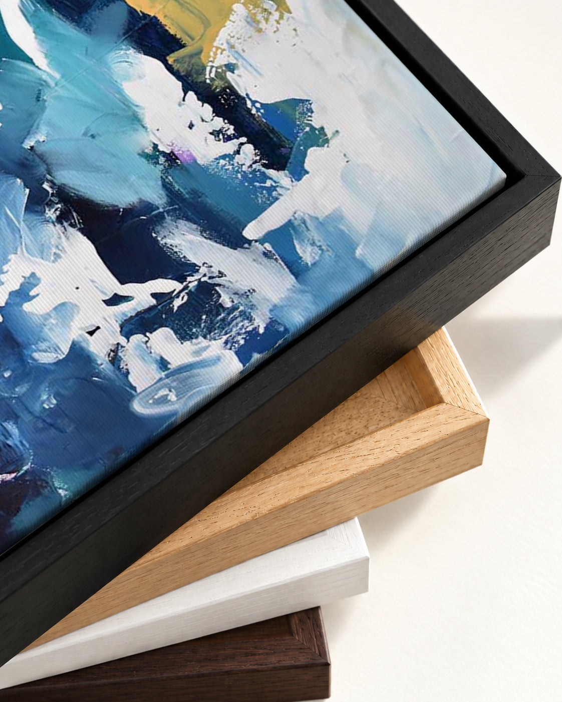 Abstract 203 Canvas Art — framed canvas corner and wrapped canvas detail
