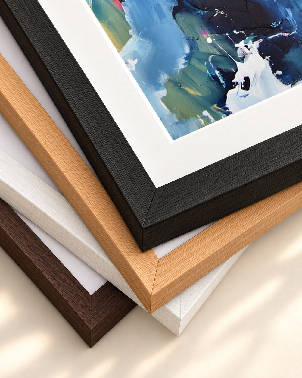 Abstract 203 Art Print — framed print corner with 5 cm mount and bevel
