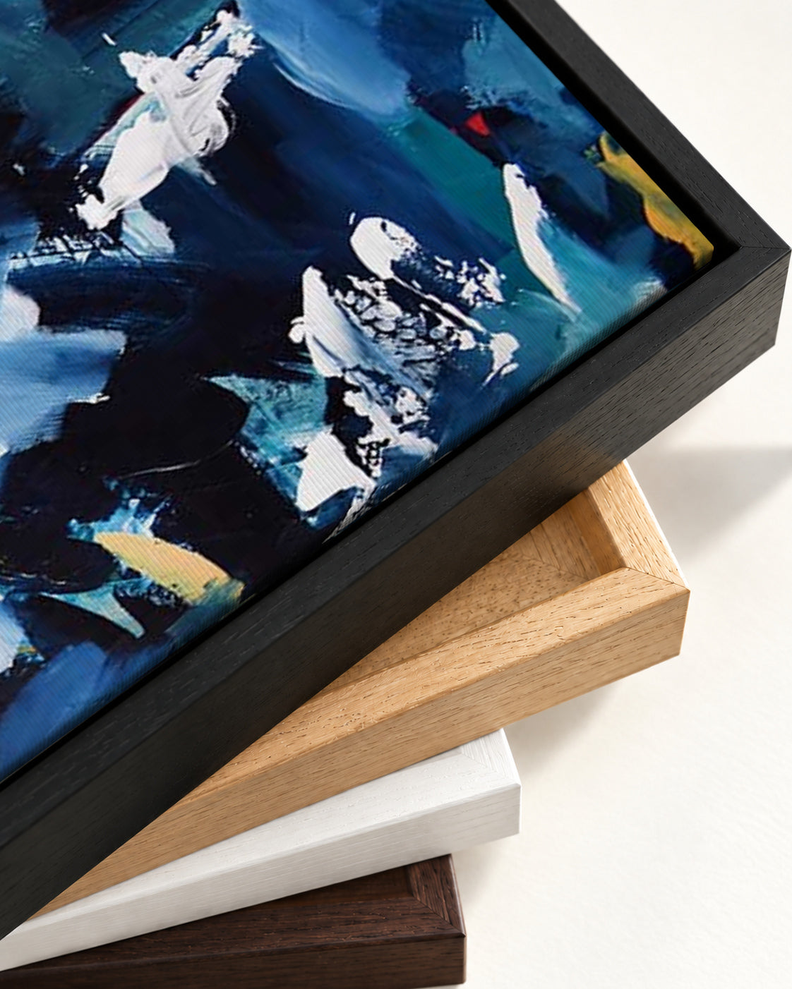 Abstract 204 Canvas Art — framed canvas corner and wrapped canvas detail