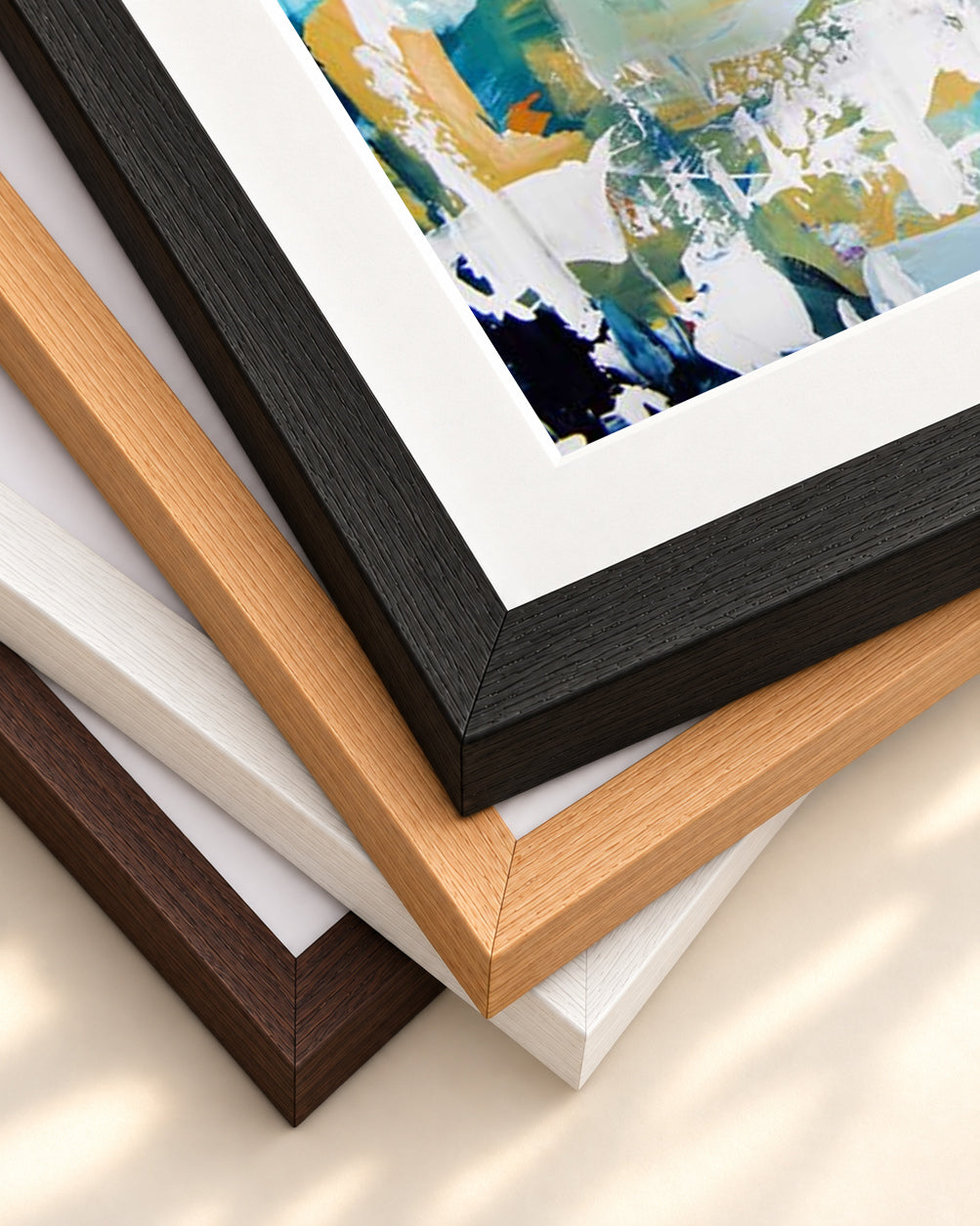 Abstract 204 Art Print — framed print corner with 5 cm mount and bevel