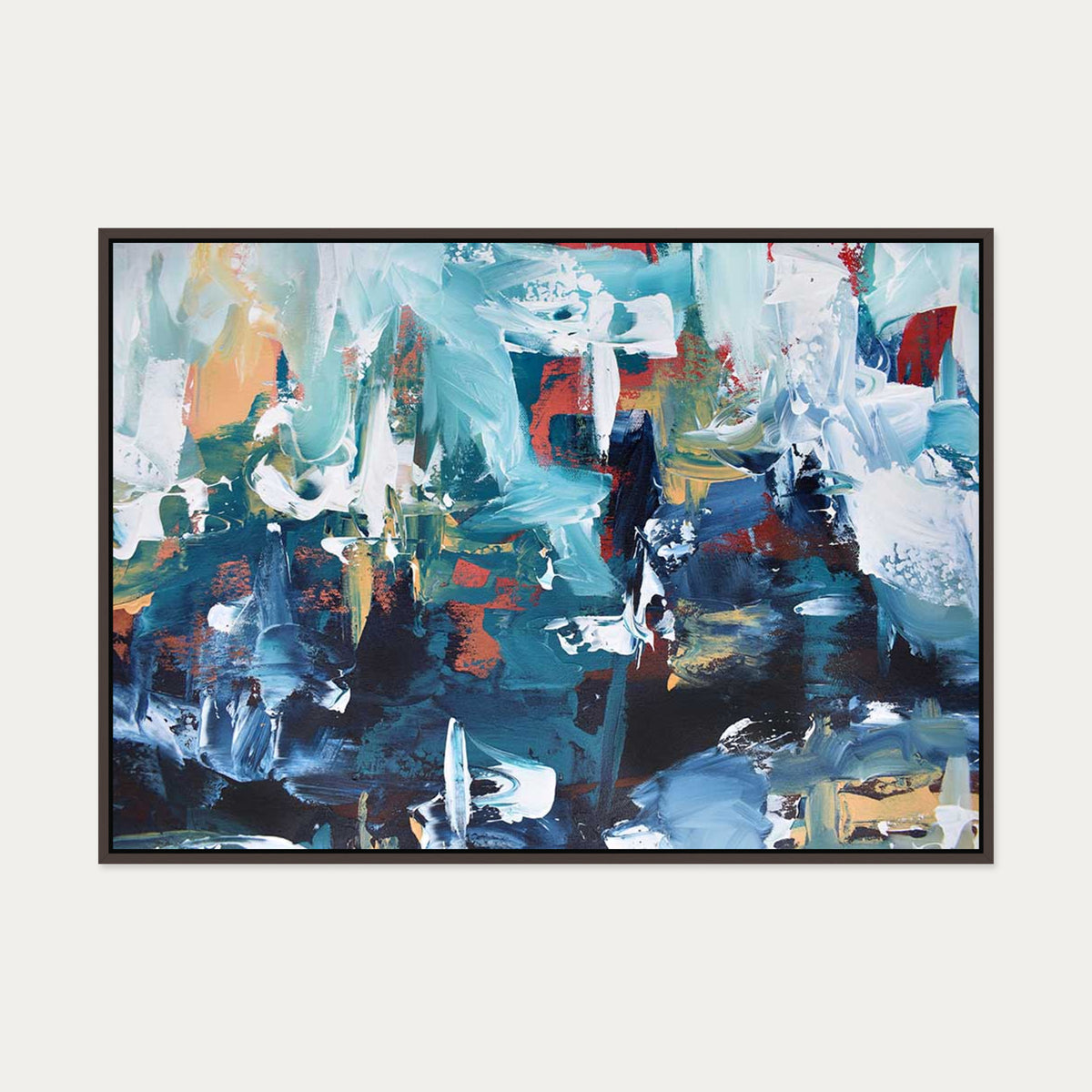 Abstract 207 Canvas Art — 70 x 100 cm — Brown Frame