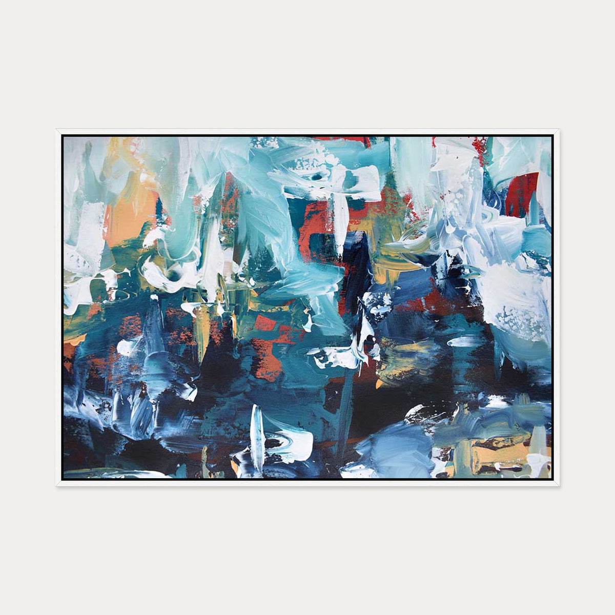 Abstract 207 Canvas Art — 70 x 100 cm — White Frame