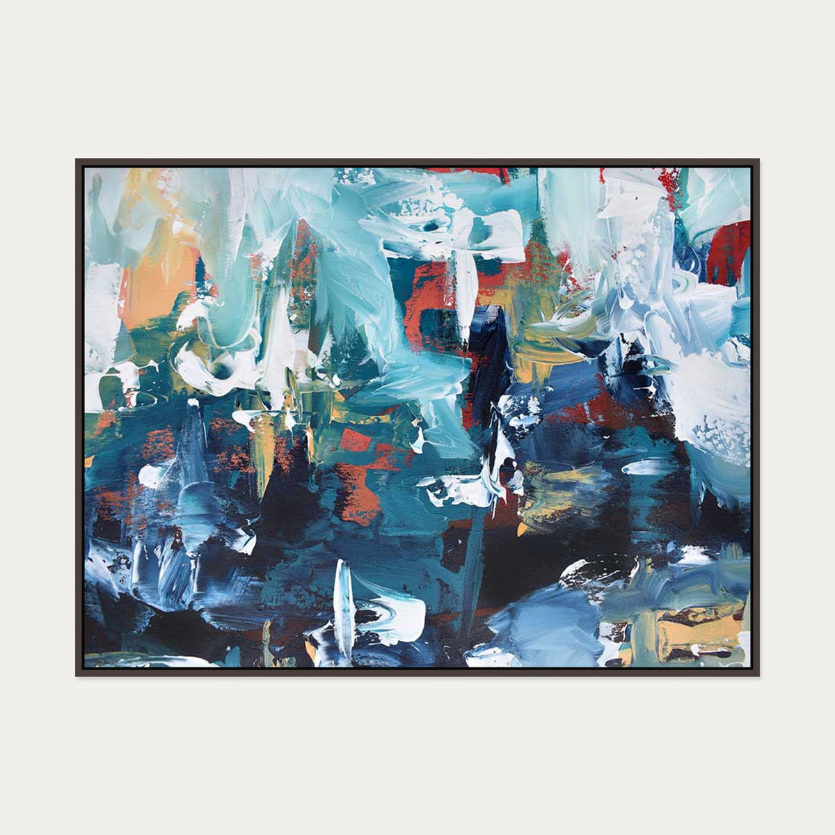 Abstract 207 Canvas Art — 90 x 120 cm — Brown Frame