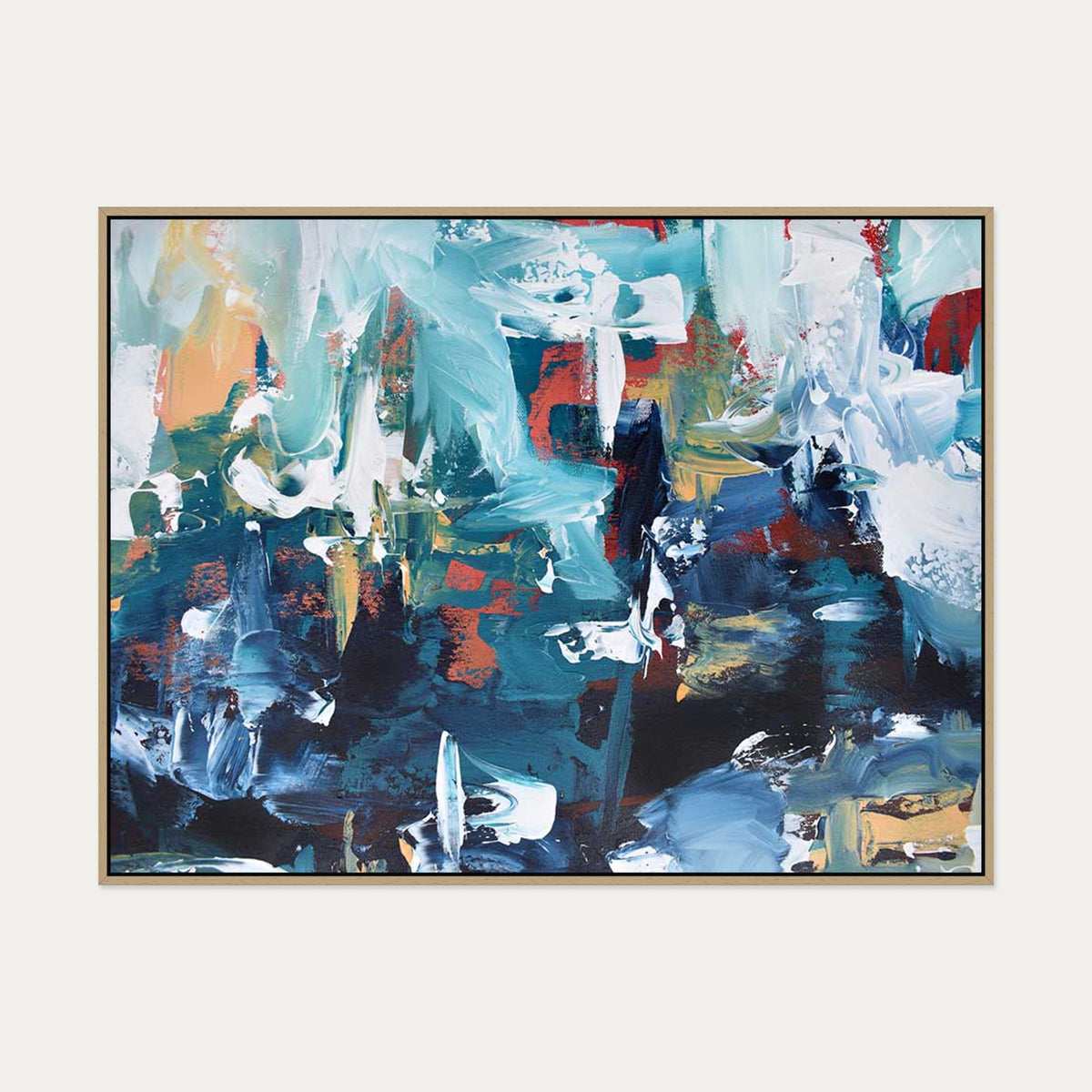Abstract 207 Canvas Art — 90 x 120 cm — Oak Frame