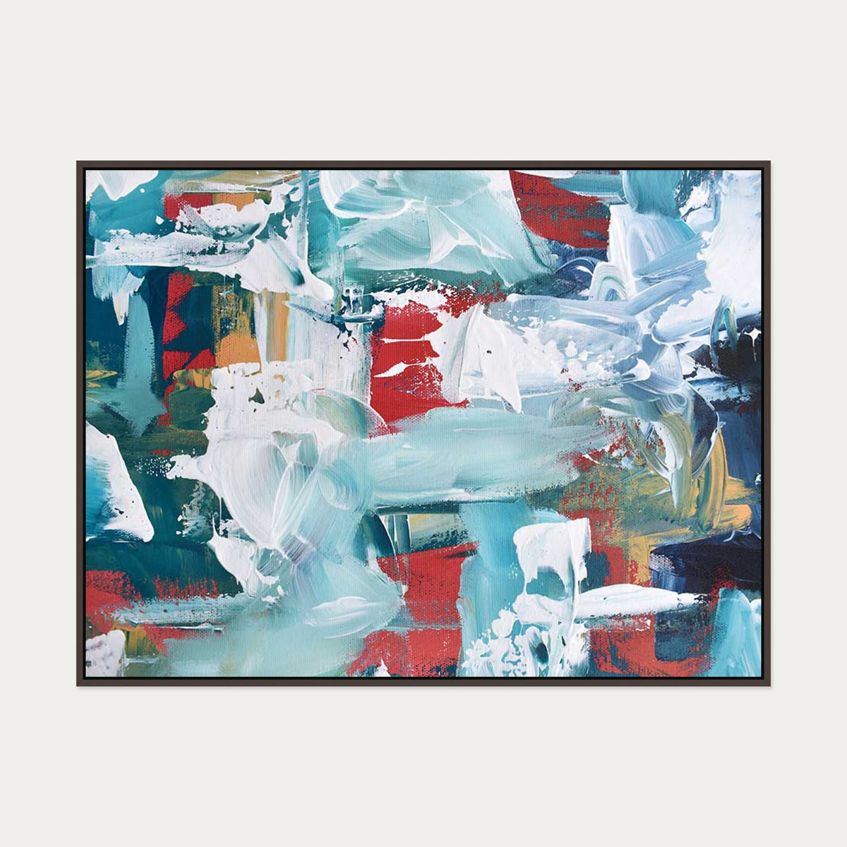 Abstract 208 Canvas Art — 90 x 120 cm — Brown Frame