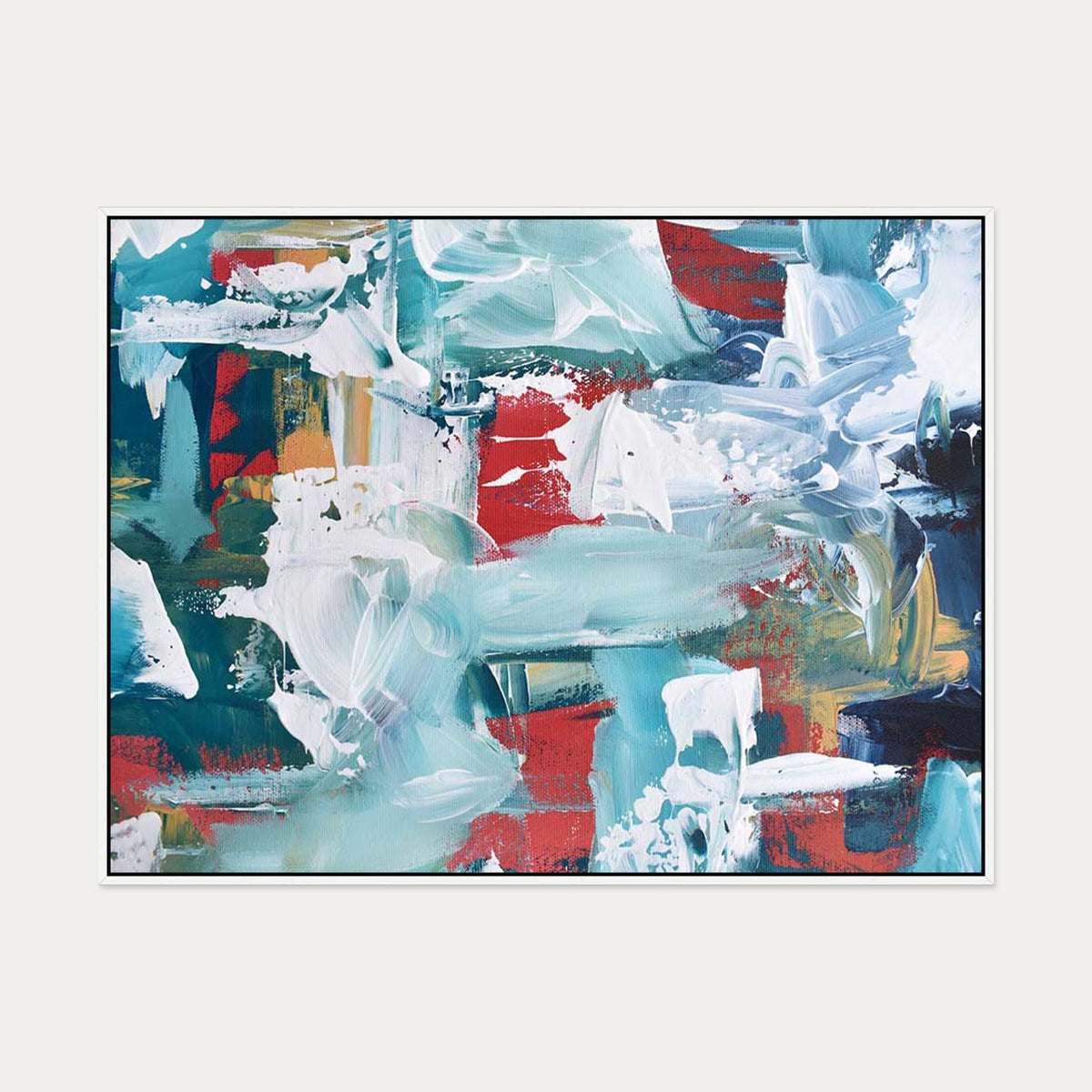 Abstract 208 Canvas Art — 90 x 120 cm — White Frame