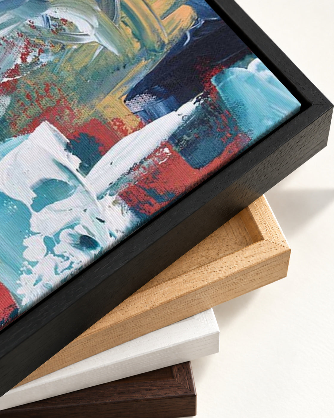 Abstract 208 Canvas Art — framed canvas corner and wrapped canvas detail