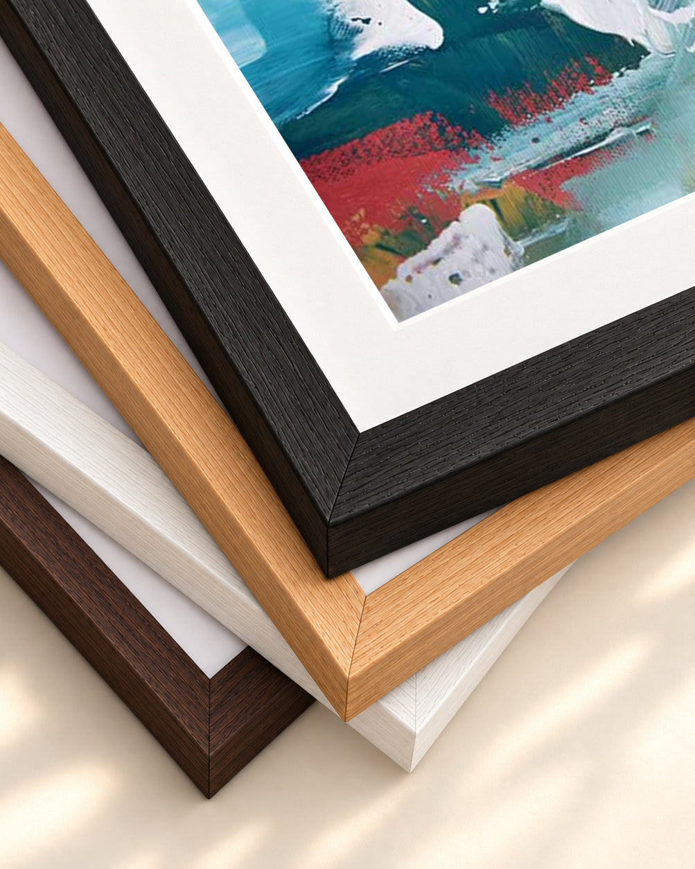 Abstract 208 Art Print — framed print corner with 5 cm mount and bevel