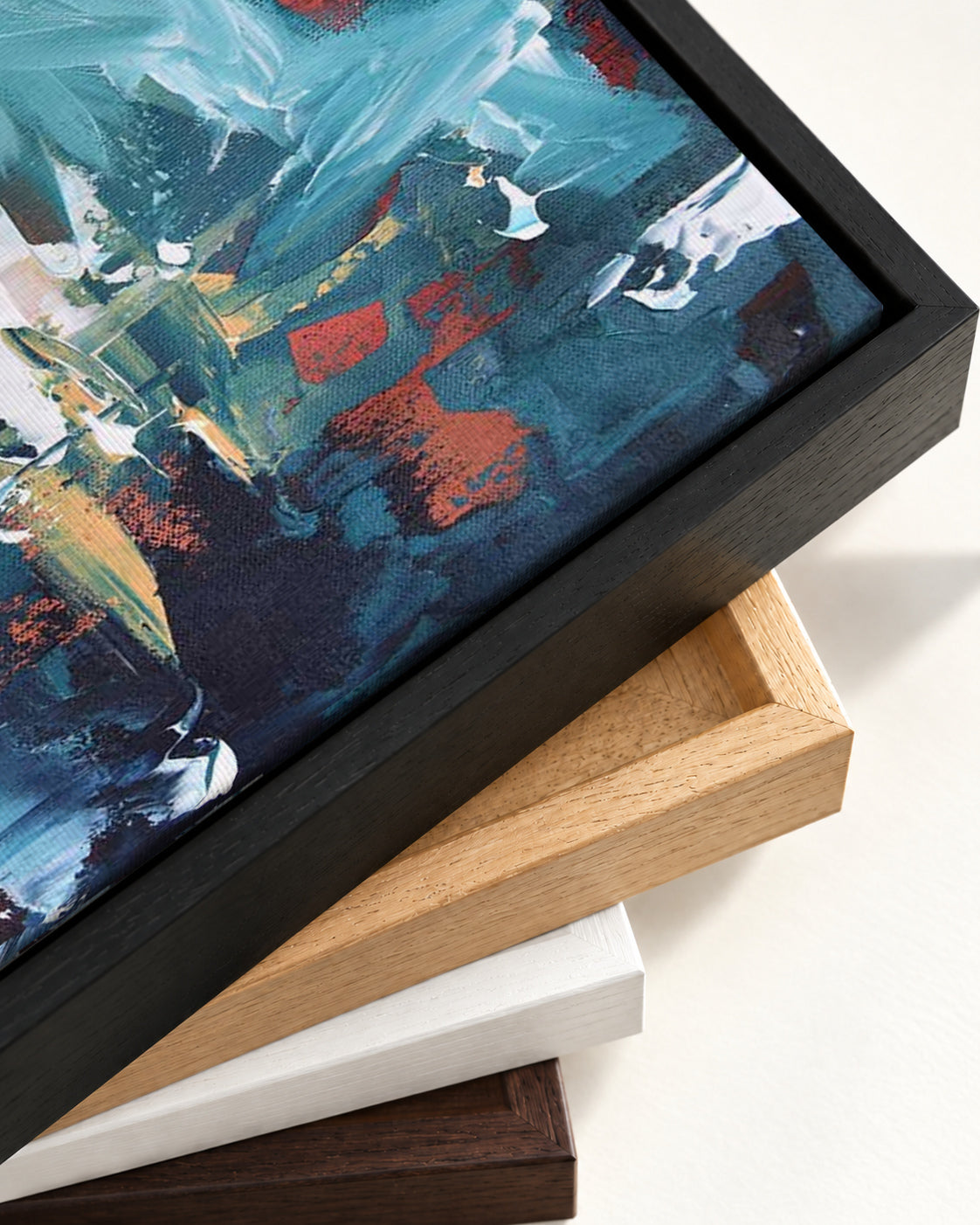 Abstract 209 Canvas Art — framed canvas corner and wrapped canvas detail